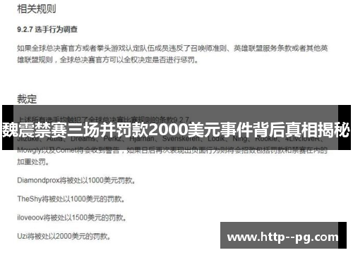 魏震禁赛三场并罚款2000美元事件背后真相揭秘